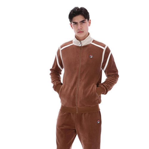 Fila Vintage Gabriele Contrast Panel Poly-Suede Track Jacket in Cappuccino - Main