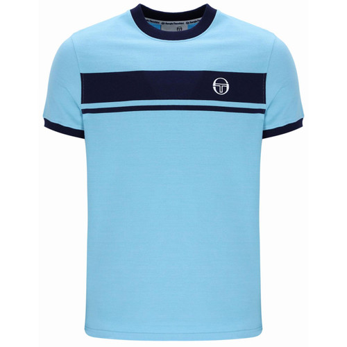 Sergio Tacchini Master John McEnroe Stripe T-Shirt in Baltic Sea Blue