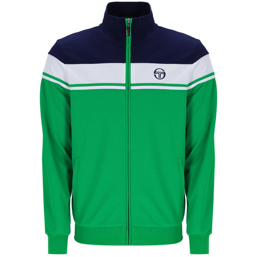 Sergio Tacchini Damarindo Retro 80s Casuals Track Top in Green/Navy