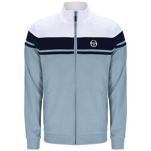 Sergio Tacchini Damarindo Retro 80s Casuals Track Top in Grey/White