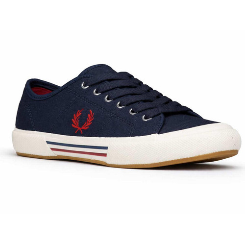 Fred Perry B708 Men's Retro Canvas Tennis Trainers in Navy - Main View