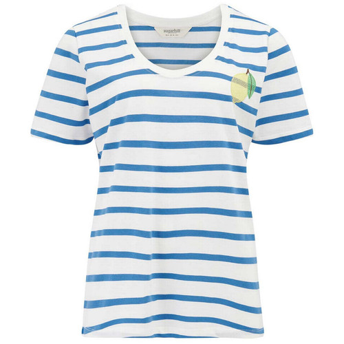 Sugarhill Brighton Sylvie Scoop Neck Retro 70s Stripe T-shirt with Lemon Detail