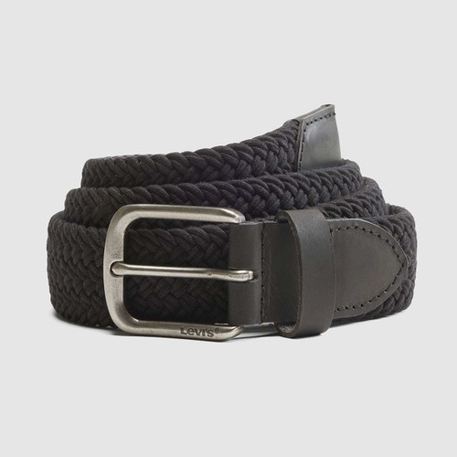 Levi's Austin men's Retro Stretch Woven belt in Caviar Black - Rolled Up Belt