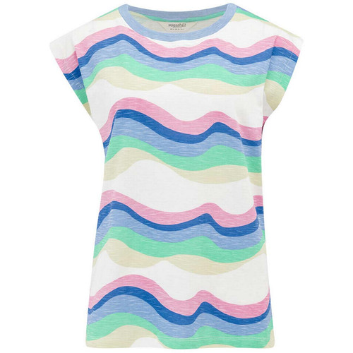 Sugarhill Brighton Chrissy Retro 70s Wavy Stripe Tank Tee in White Main View