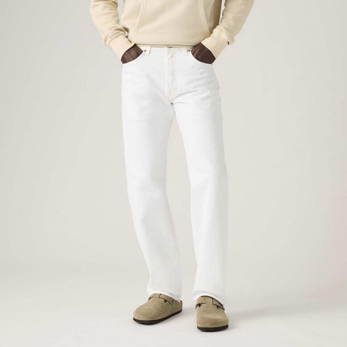 Model Wearing Levi's 501 Original Straight Denim Jeans in Chill White - Main View