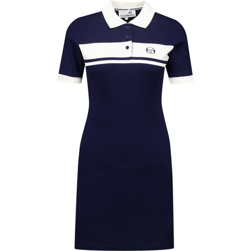 Sergio Tacchini Womens Miss Masters Chest Stripe Short Sleeve Mini Polo Dress in Maritime Blue