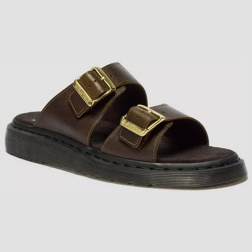 Dr Martens Josef Wyoming Leather Slide Sandals Olive - Main Image