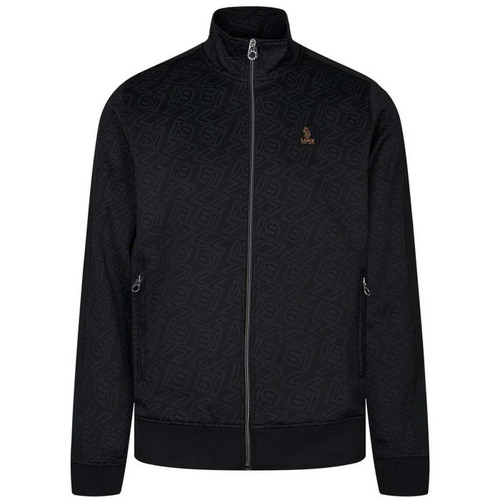 Luke 1977 Conti Men's Retro 90s Overprint taped Sleeve Funnel Neck Track Jacket in Black