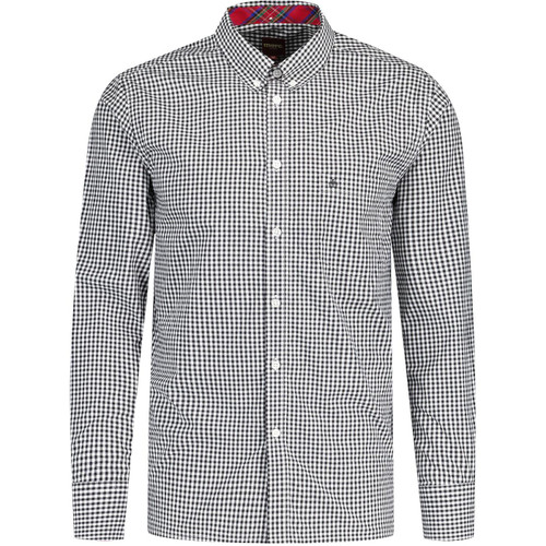 Merc Men's Japster Mod 60s Gingham Check Shirt in Black