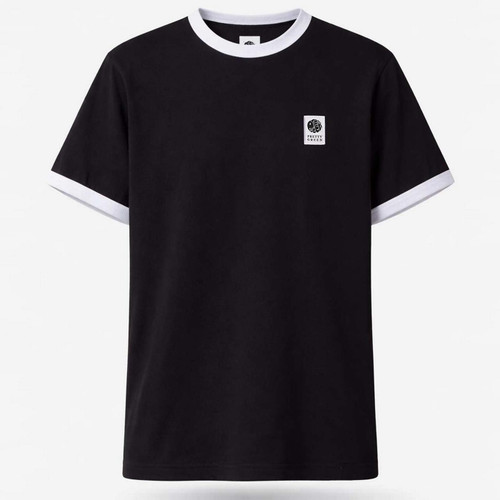 Pretty Green Melrose Men's Retro Badged Ringer T-shirt in Black