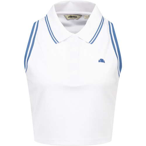 Ellesse Womens Sintra Racer Back Cropped Tipped Polo Vest in White