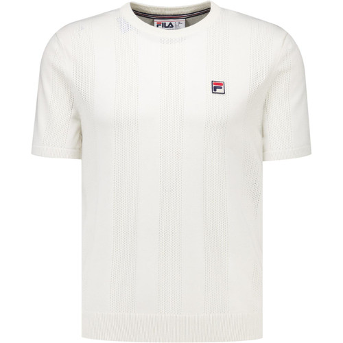 Fila Vintage Mens Corrado Knit Panel T-Shirt in Gardenia