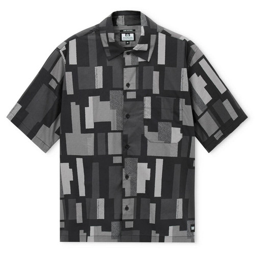 Weekend Offender Ouzou Terrain Print Short Sleeve Shirt in Black - Main Image Front Flat