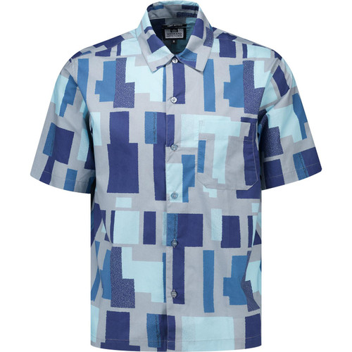 Weekend Offender Mens Ouzou Terrain Print Short Sleeve Shirt in Smokey Grey