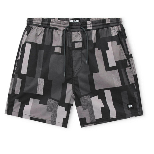 Weekend Offender Ouzou Terrain Block Print Summer Shorts in Black - Main Image Front Flat