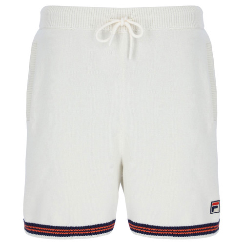 Fila Vintage Clemente Crochet Knitted Contrast Tipped Shorts in Gardenia