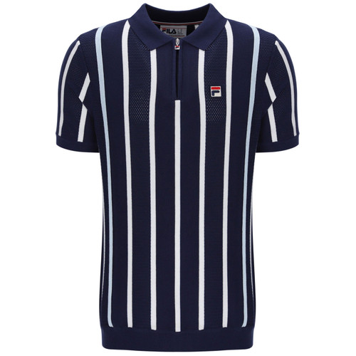Fila Vintage Giorgio Men's Crochet Knitted Polo in Navy