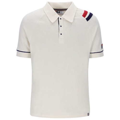 Fila Vintage Massimo Men's Snap Stud Terry Polo Shirt in Gardenia
