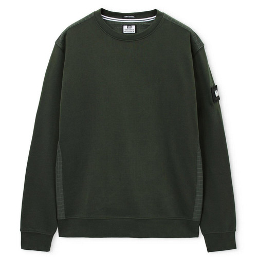 Weekend Offender F Bomb Ripstop Overlay Sweatshirt in Black Forest Green - Main Image Front Flat
