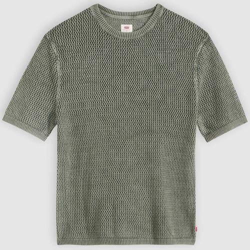 Levi's Stinson Chainmaille Open Gauge Knit Textured Men's Retro T-shirt in Mulled Basil