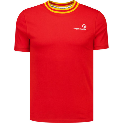 Sergio Tacchini Mens Rainer FC Archivio 80s Tipped T-shirt in Adrenaline Red