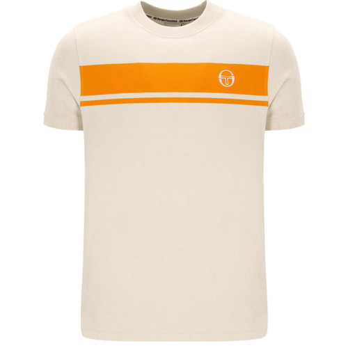 Sergio Tacchini Master Retro Chest Stripe T-Shirt in Sandshell & Orange