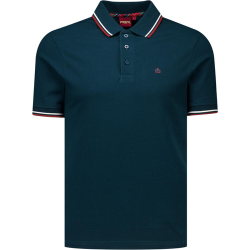 Merc Mens Card Mod Tipped Pique Polo Shirt in Teal
