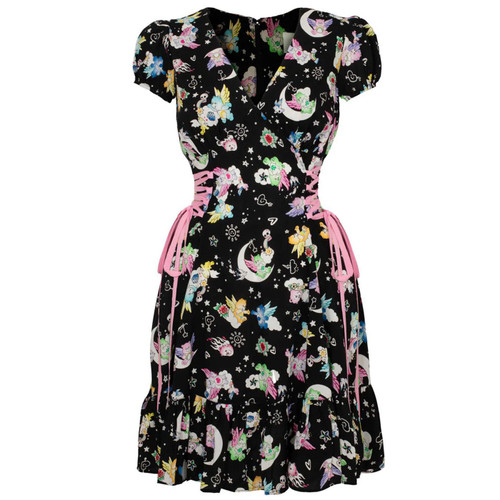 Hell Bunny x Care Bears Roxi Retro Mini Skater Dress in Black