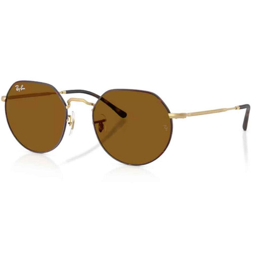 Ray-Ban Jack Retro 70s Aviator Round Sunglasses in Matt Havana on Matt Arista Gold
