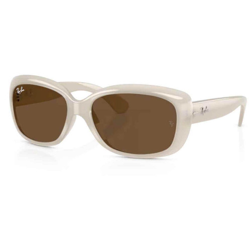 Ray-Ban Jackie Ohh Retro 60s Cats Eye Sunglasses in Opal Ivory and Dark Brown