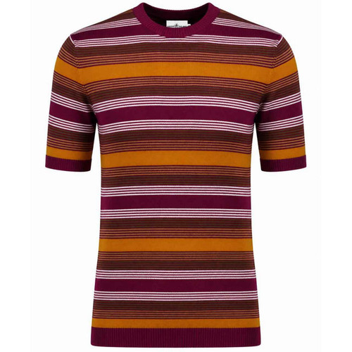 Madcap England Capitol Stripe Retro Knitted T-shirt in Zinfandel - Main View