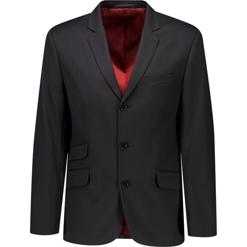 Merc London Mens Plain Black Mod Suit 3 Button Jacket in Black