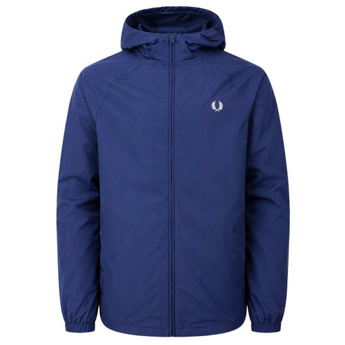 Front of the Fred Perry Hooded Shell Jacket in French Navy