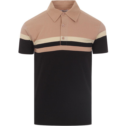 madcap england mens chest stripes jersey polo tshirt black