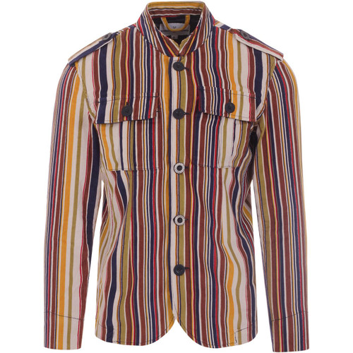 madcap england mens cord multicoloured stripes standing collar button jacket