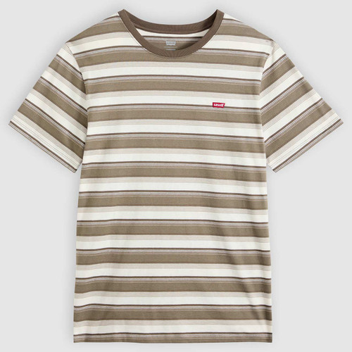 Levi's Men's Original Housemark Tee in Jen Stripe Maitake Brown - Front