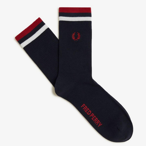 Fred Perry Tipped Sports Socks in Navy/Snow White/Burnt Red