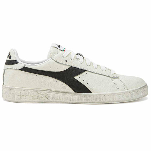 Diadora Game L Low Waxed Leather Trainers in White/Black 501.178301