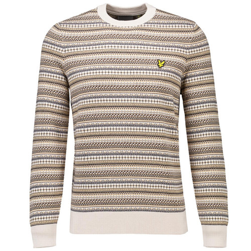 Lyle & Scott Fair Isle Crew Neck Jumper in Cove Front View