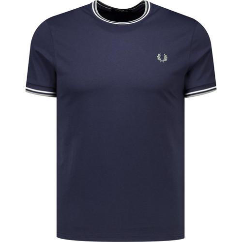 Fred Perry Mens M1588 Mod Twin Tipped T-Shirt in Airforce Blue