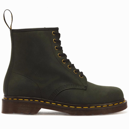 Dr Martens 1460 Crazy Horse Leather Boots in DMs Green - Single boot side view