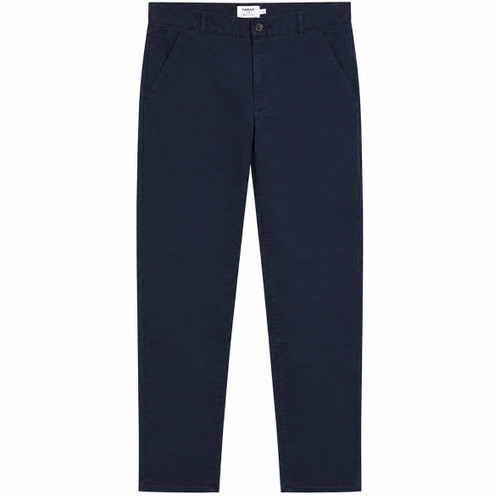 Farah Elm Slim Fit Organic Cotton Stretch Twill Chino Trousers in True Navy - Front Flat