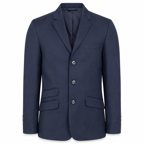Madcap England Carter Mod 3 Button Slim Fit Suit Blazer Jacket in Navy front showing fastening, pockets and lapels
