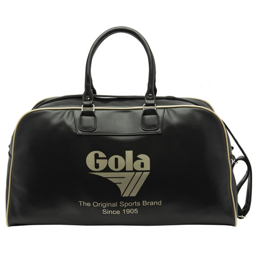 Gola Classics Reynolds Retro 70s Holdall Bag in Black / Gold - Front of bag
