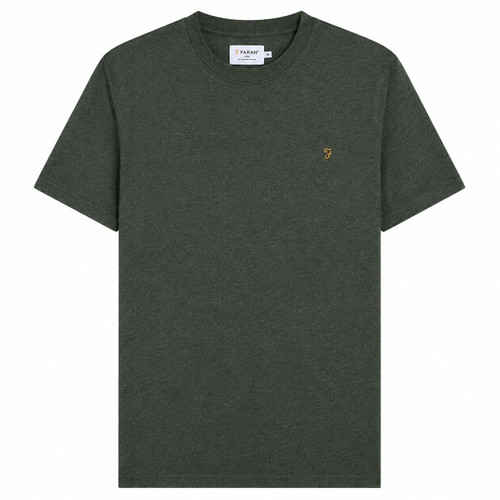 Farah Danny Organic Cotton Jersey Crew Neck T-Shirt in Rosemary Marl - Front Flat