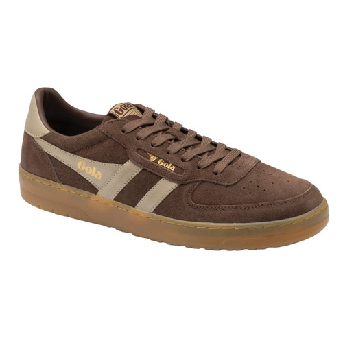 Gola Classics Hawk Suede ’86 Men's Retro Trainers in Root / Bone / Gum - Single trainer side view at angle