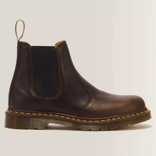 Dr. Martens 2976 Men's Ambassador Leather Chelsea Boots in Dark Brown - Single boot side view straight