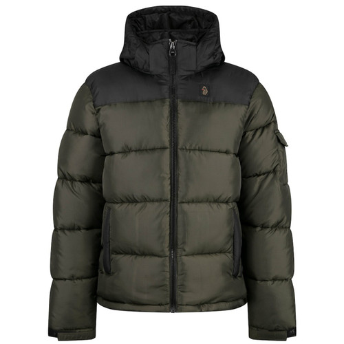 Luke 1977 Yupick Retro 80s Hooded Puffer Jacket in Dark Green - Front