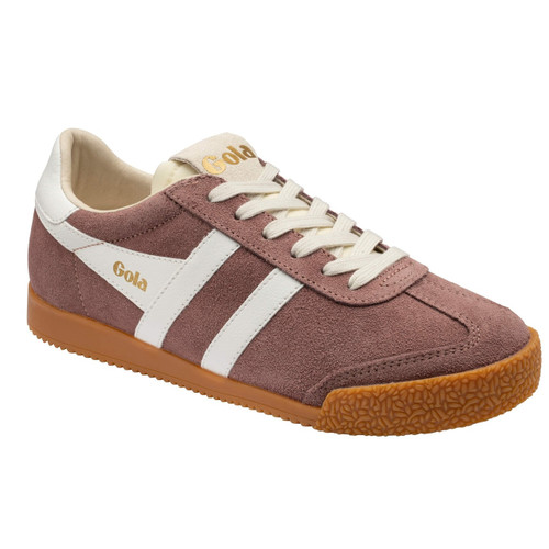 Gola Classics Elan Women's Retro Suede Trainers in Brownrose / White - Single trainer side view at angle