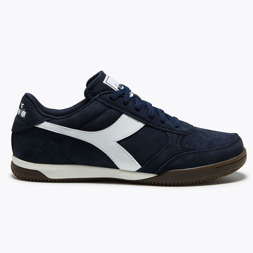 Diadora Seoul Indoor Suede Men's Trainers in Navy Tuareg - Single trainer side view straight